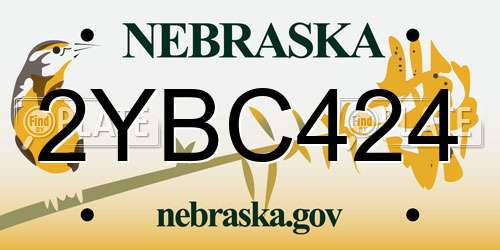 2YBC424 Nebraska License Plate