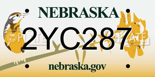 2YC287 Nebraska License Plate