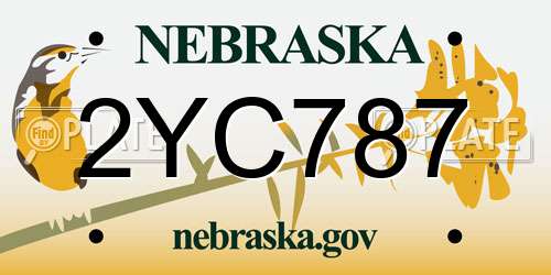 2YC787 Nebraska License Plate