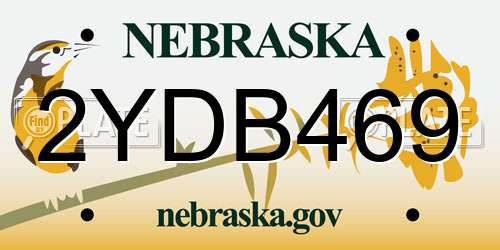 2YDB469 Nebraska License Plate