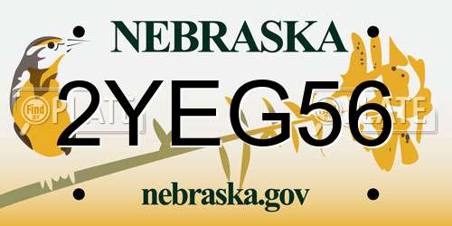 2YEG56 Nebraska License Plate