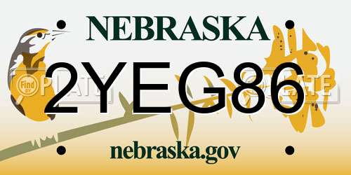 2YEG86 Nebraska License Plate
