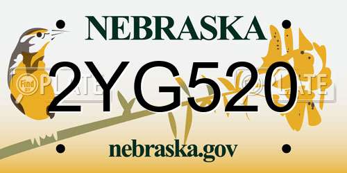 2YG520 Nebraska License Plate