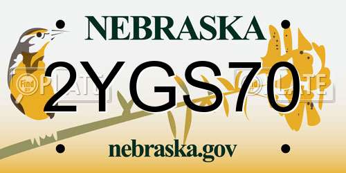 2YGS70 Nebraska License Plate