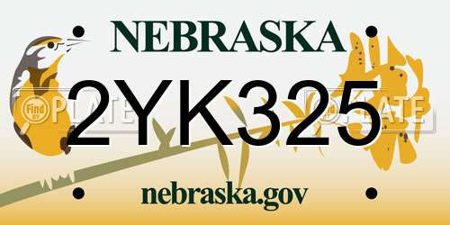 2YK325 Nebraska License Plate