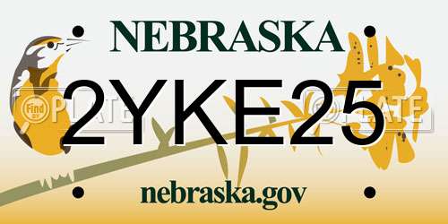2YKE25 Nebraska License Plate