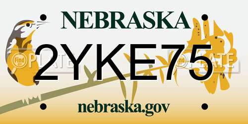 2YKE75 Nebraska License Plate