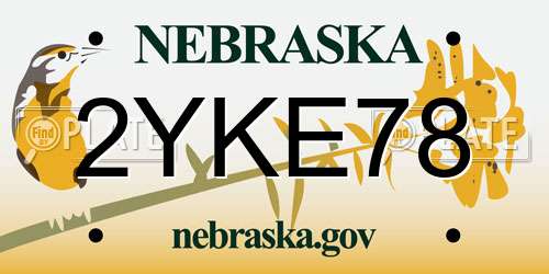 2YKE78 Nebraska License Plate