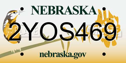 2YOS469 Nebraska License Plate