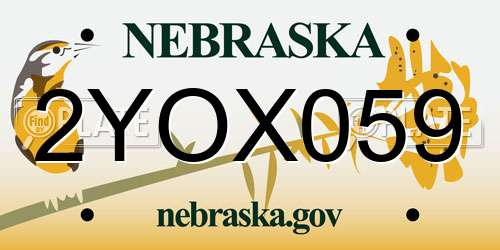 2YOX059 Nebraska License Plate