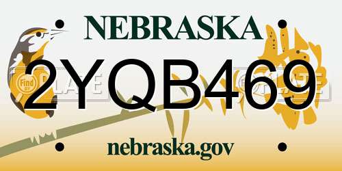 2YQB469 Nebraska License Plate