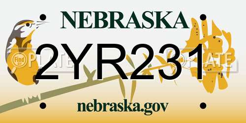 2YR231 Nebraska License Plate