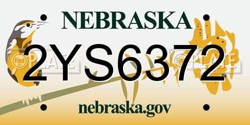 2YS6372 Nebraska License Plate
