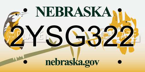 2YSG322 Nebraska License Plate