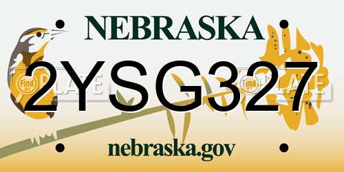 2YSG327 Nebraska License Plate