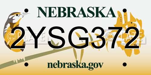2YSG372 Nebraska License Plate