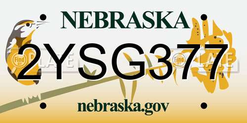2YSG377 Nebraska License Plate