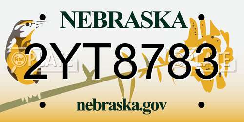 2YT8783 Nebraska License Plate
