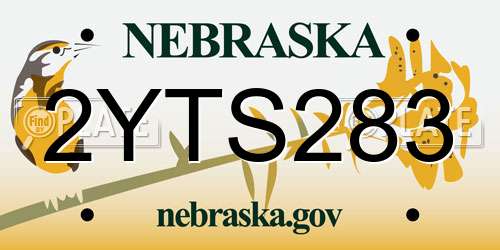 2YTS283 Nebraska License Plate