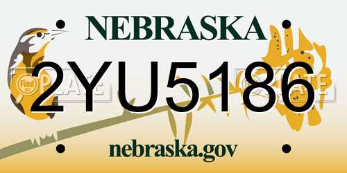 2YU5186 Nebraska License Plate