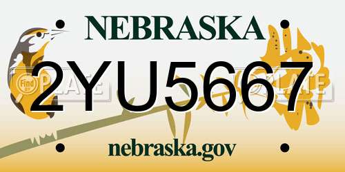 2YU5667 Nebraska License Plate