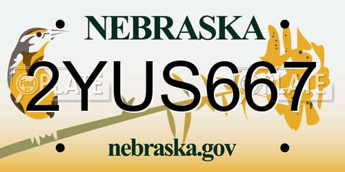 2YUS667 Nebraska License Plate