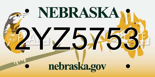 2YZ5753 Nebraska License Plate