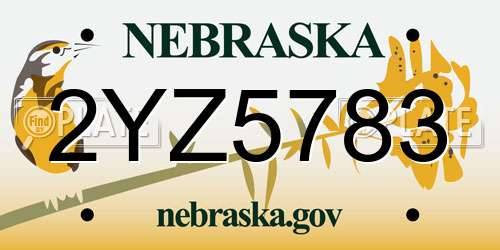 2YZ5783 Nebraska License Plate