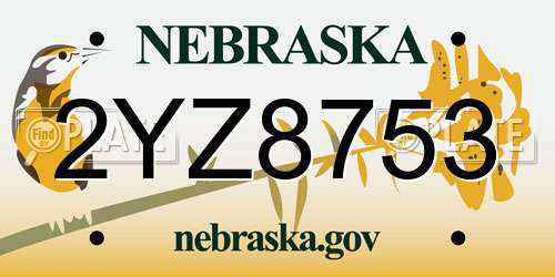 2YZ8753 Nebraska License Plate