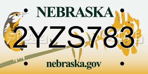 2YZS783 Nebraska License Plate