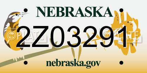 2Z03291 Nebraska License Plate