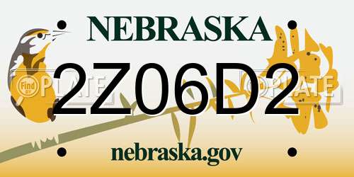2Z06D2 Nebraska License Plate