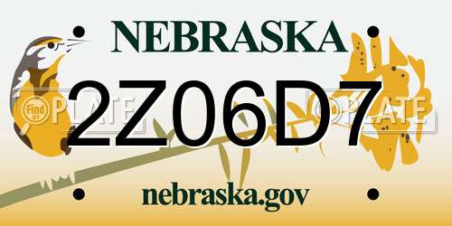 2Z06D7 Nebraska License Plate
