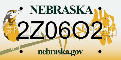 2Z06O2 Nebraska License Plate