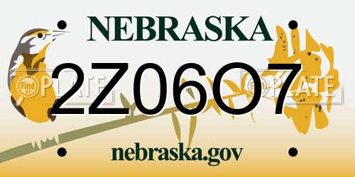 2Z06O7 Nebraska License Plate
