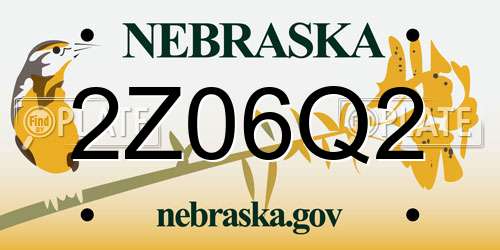 2Z06Q2 Nebraska License Plate