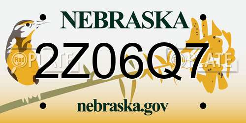 2Z06Q7 Nebraska License Plate