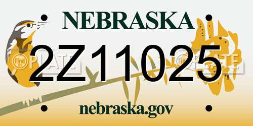 2Z11025 Nebraska License Plate