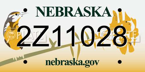 2Z11028 Nebraska License Plate