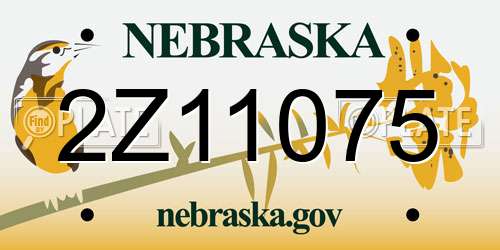 2Z11075 Nebraska License Plate