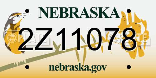 2Z11078 Nebraska License Plate