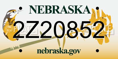 2Z20852 Nebraska License Plate