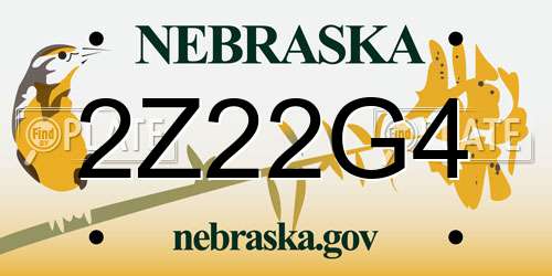 2Z22G4 Nebraska License Plate