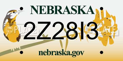 2Z28I3 Nebraska License Plate