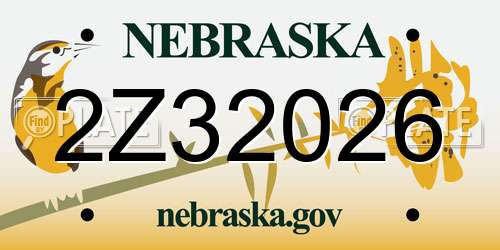 2Z32026 Nebraska License Plate