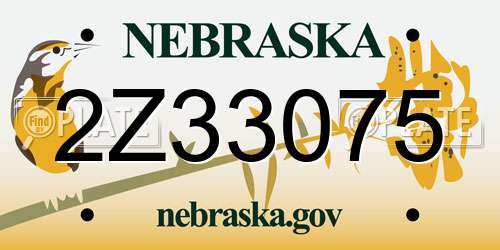 2Z33075 Nebraska License Plate