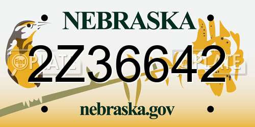 2Z36642 Nebraska License Plate