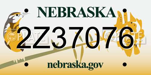 2Z37076 Nebraska License Plate