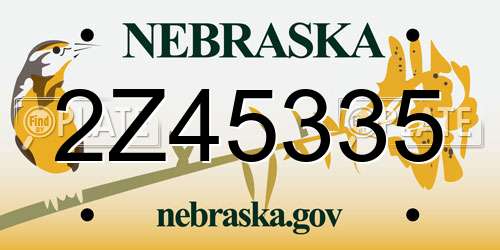2Z45335 Nebraska License Plate