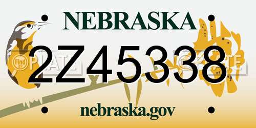2Z45338 Nebraska License Plate